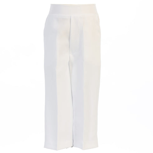 Lito Baby Boys White Elastic Waistband Special Occasion Long Dress Pants 3-24M - SophiasStyle.com